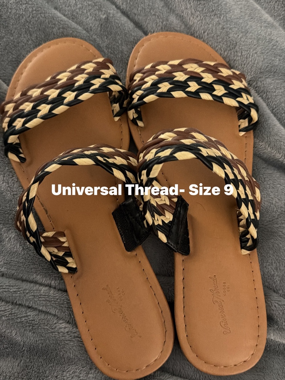 Universal Thread Braided Slide Sandals in Tan, Brown & Black
